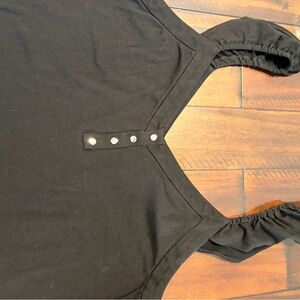 White House Black Market Black Tank Top with Button Accents